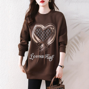 Mid-length Sweatshirt Women's Thin Spring and Autumn New Korean Style Split Design Sense Niche Instagram Trendy Girl's Top Coat