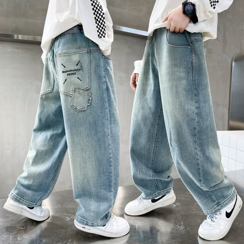 New spring and autumn style long pants for boys, super soft, versatile, handsome, domineering, loose and stylish, curved blade pants