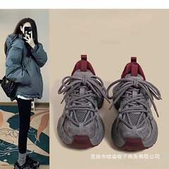 厚底老爹鞋女2025春季新款小个子复古拼色休闲鞋显脚小运动鞋