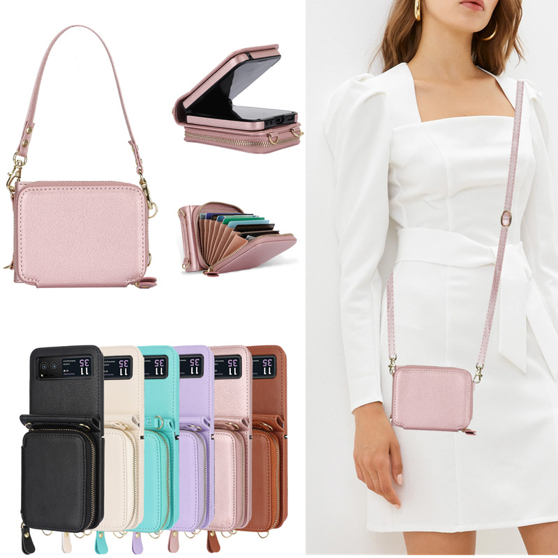 Funda plegable para teléfono móvil Flip7 Funda de cuero para bolsa con cremallera ZFlip6 Funda protectora Moto50 funda creativa para teléfono móvil