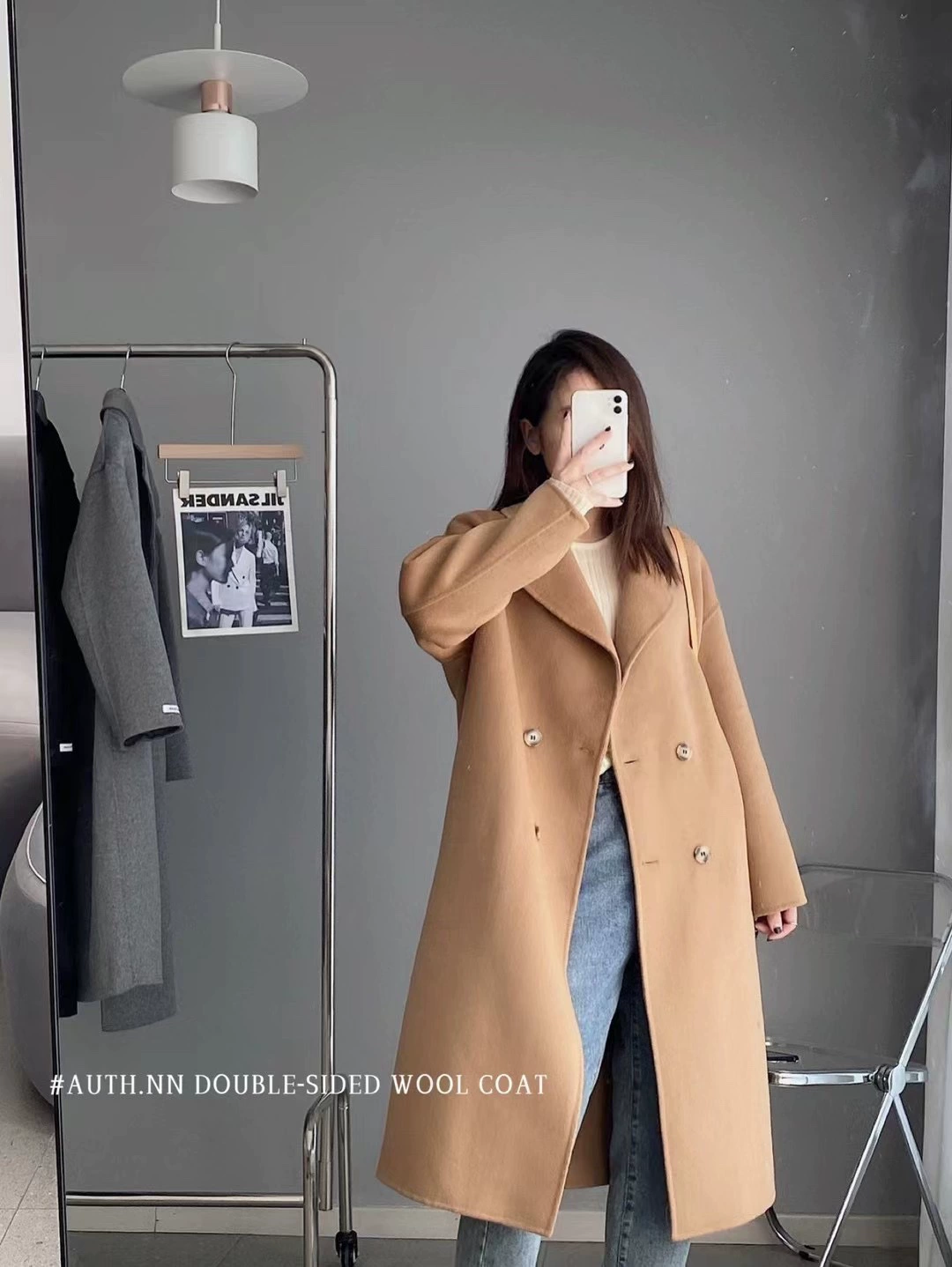 Double-Sided Cashmere Wool Coat, Korean Style Women's Jacket, Autumn, Reversible, S–M