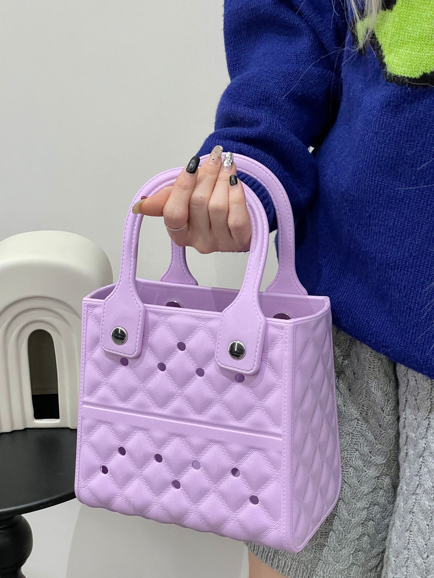 684g Weight Open Closure Type Top Handle Strap Type Square Bag Bags Type Street Occasion EVA Material Solid Color Pattern All Seasons Season Women's Gender Streetwear Style Square Shape Women's EVA Solid Color Streetwear Square Open Square Bag 17