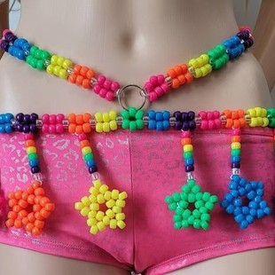 European and American Bohemian Style Handmade Beaded Waist Chain Color Five-pointed Star Pendant Waist Accessories Creative Ethnic Style Chain