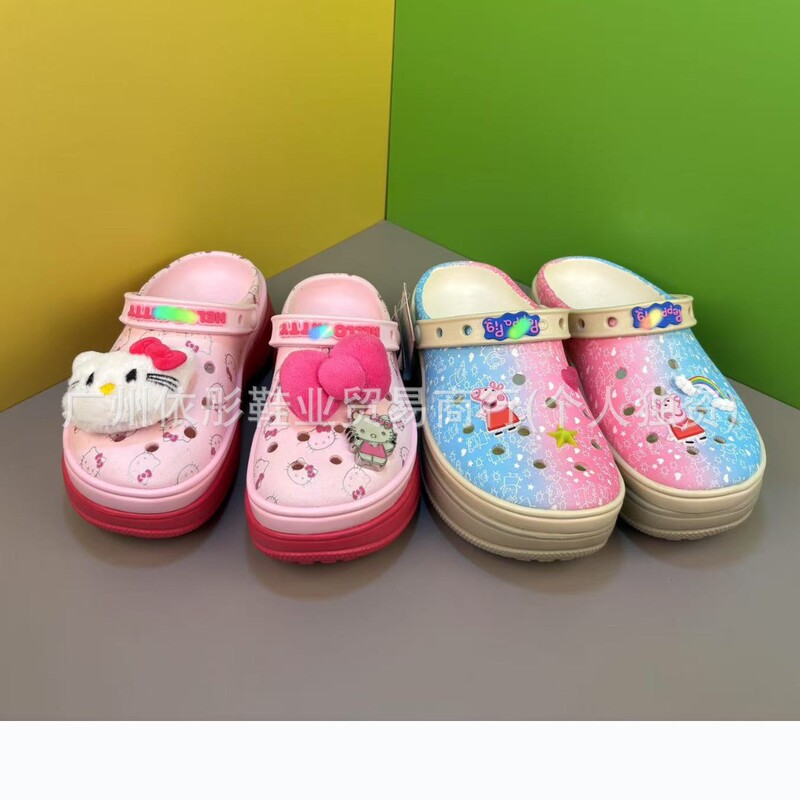 2026 New Style Perforated Shoes, Little Whale Kt Cat Collaboration, Height-Increasing Non-Slip Beach Shoes, High-Heeled Breathable Non-Slip Quick-Dry Shoes