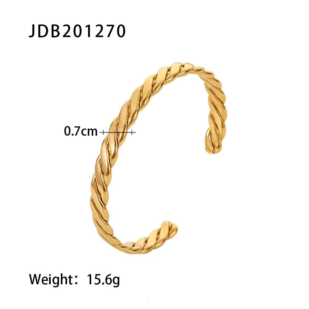 Pulsera de acero titanio estilo europeo y americano Jieding con baño de oro de 18K, joyería de diseño en acero inoxidable, pulsera de acero inoxidable de lujo ligero.