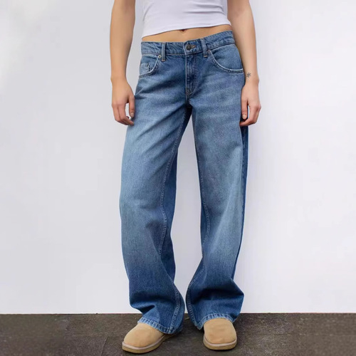 Cross-border TEMU foreign trade Europe and America water washing retro straight tube high waist wide leg loose hanging sense versatile jeans 