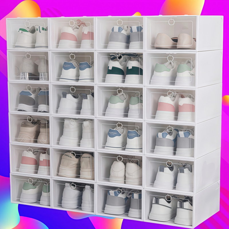 Thickened Shoe Box Storage Box, Transparent Plastic Shoe Organizer, Dust-Proof Simple Shoe Rack for Home and Dormitory Use