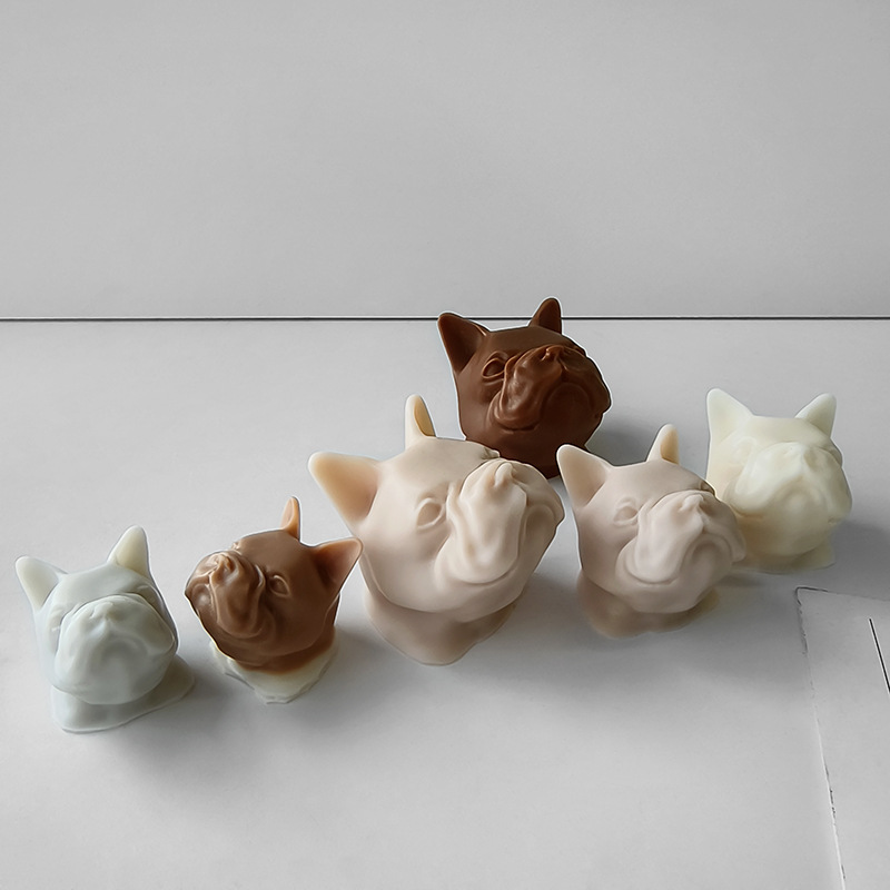 Jiahuimei cachorro cabeza aromaterapia vela método Bulldog yeso fragante piedra epoxi decoración molde de silicona