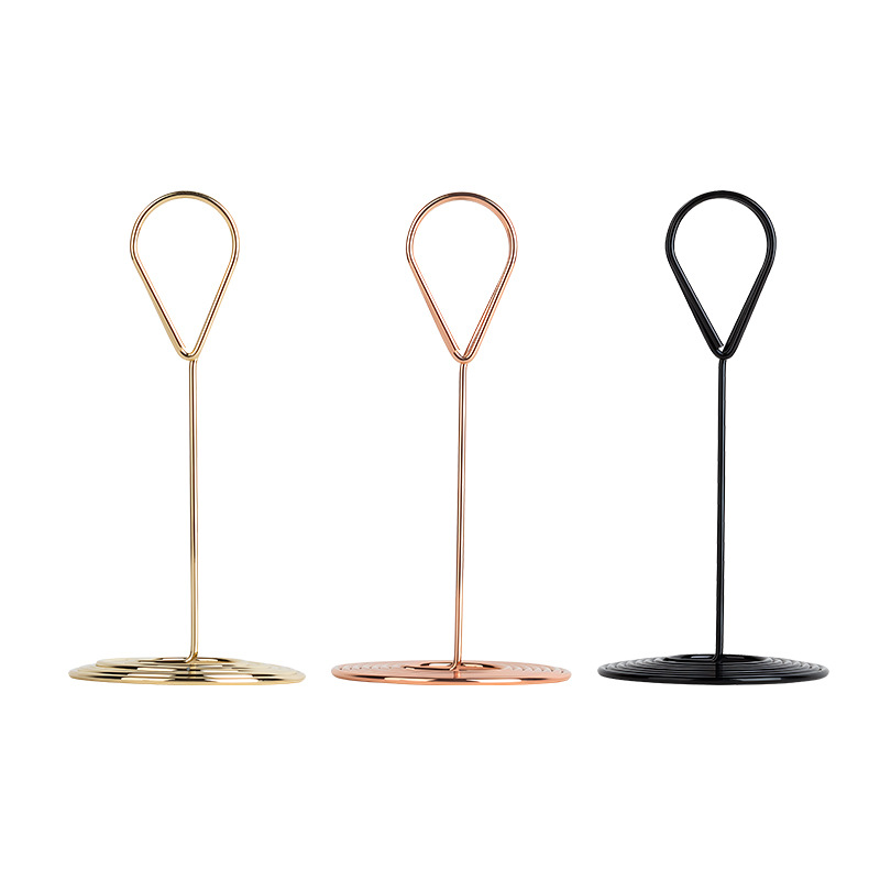 Clip de nota de metal creativo clip de mensaje de foto clip vertical gota de agua clip de foto de escritorio clip de asiento de boda clip de mensaje