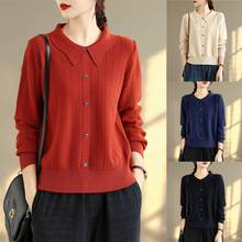 娃娃领针织打底衫女士秋装2025新款时尚洋气早秋长袖上衣翻领毛衣