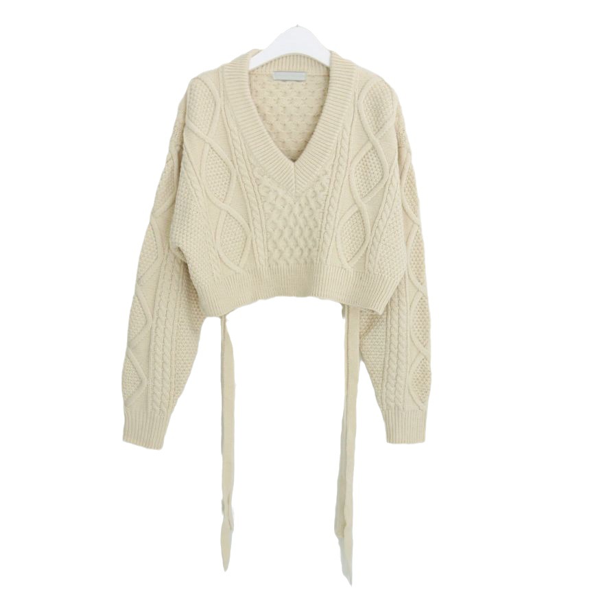 Suéter de punto para mujer, estilo corto, con cuello en V, espalda descubierta y lazo, elegante y con estilo, para comercio transfronterizo en Amazon.