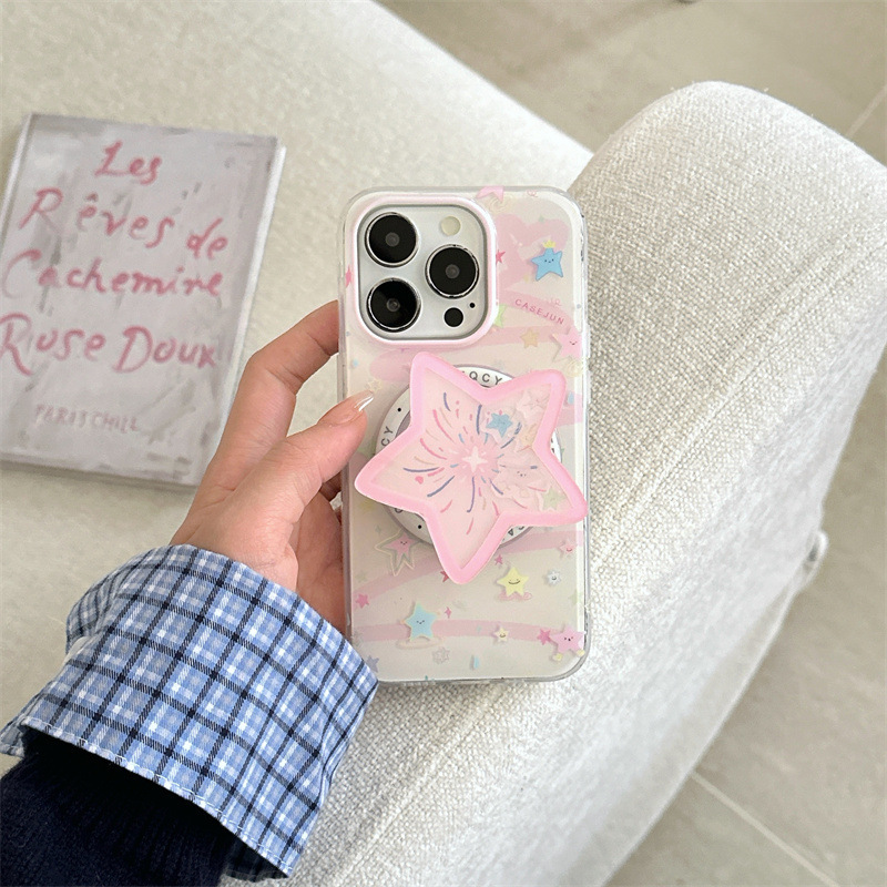 Girls Series ins Estrella rosa Adecuado para iphone16ProMax Soporte magnético 14/13 Apple 15 Nuevo