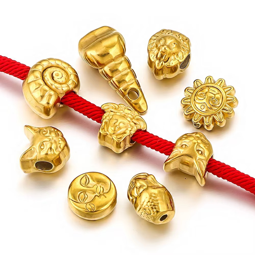 Stainless Steel Large Hole Accessories Bracelet Beaded Jewelry Pendant Wholesale Ancient Spacer Beads DIY Jewelry Beads