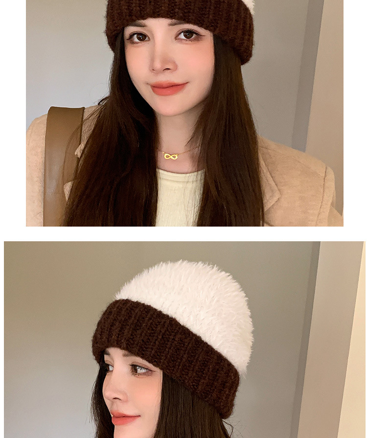 Women's Basic Color Block Eaveless Wool Cap display picture 2