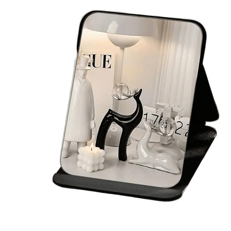 Ins espejo plegable espejo de maquillaje dormitorio estudiantil espejo de vestir dormitorio de escritorio se puede establecer en el hogar portátil lindo