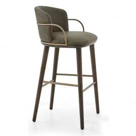 北欧设计轻奢实木高脚椅简约现代休闲吧台椅酒吧前台接待椅岛台椅