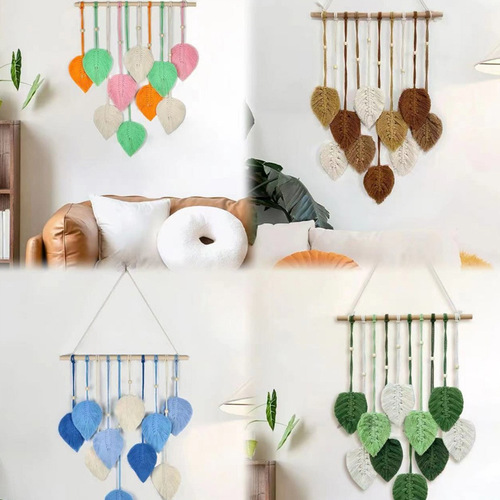New Creative Hand-woven Cotton Rope Leaf Tapestry Bohemian Style Home Wall Decor Room Hanging