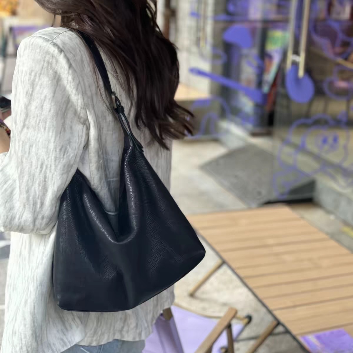 Classic Single-Handle Hobo Bag Made from Vegetable-Tanned Cowhide, Simple and Casual, Suitable for Commuting, Crossbody, Handbag, Dumpling-Style Underarm Bag, Genuine Leather