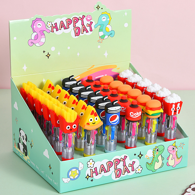 Caricatura encantadora capibara mini bolígrafo de cuatro colores bolígrafo de cuentas de mano de colores estudiantes premios papelería al por mayor