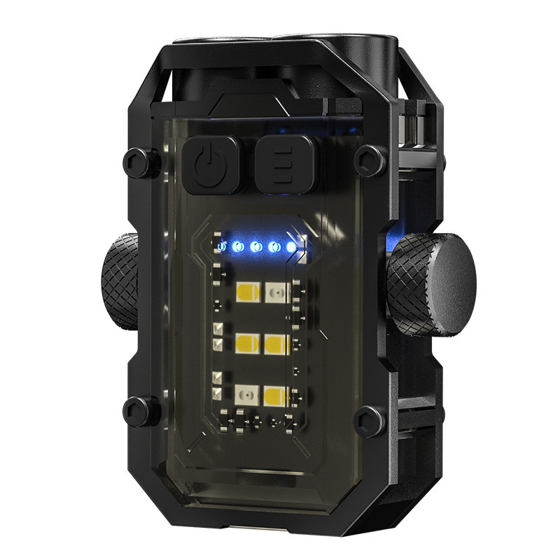 Nueva luz de llavero transfronteriza Tipo-C recargable pistola de acero pequeña de alto brillo al aire libre fuente de luz doble luz fuerte mini lámpara de succión magnética image 8