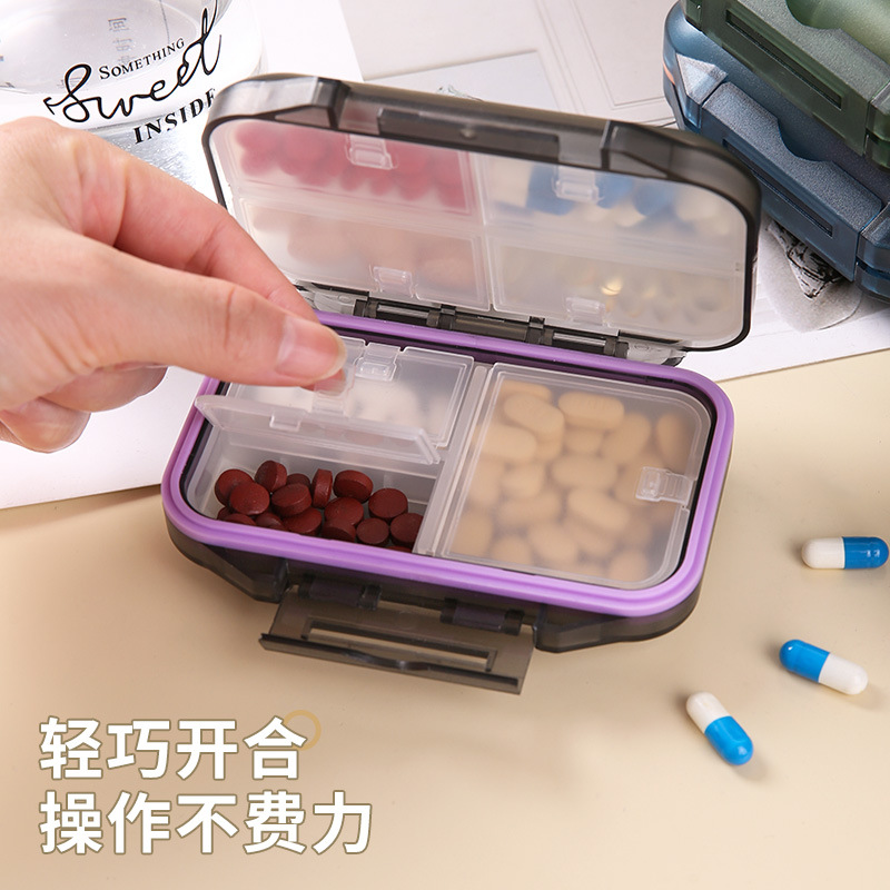 Caja de medicina conveniente de gran capacidad de 7 días de embalaje caja de Medicina de plástico portátil a prueba de humedad sellado de siete rejillas de almacenamiento de medicina pequeña caja de medicina