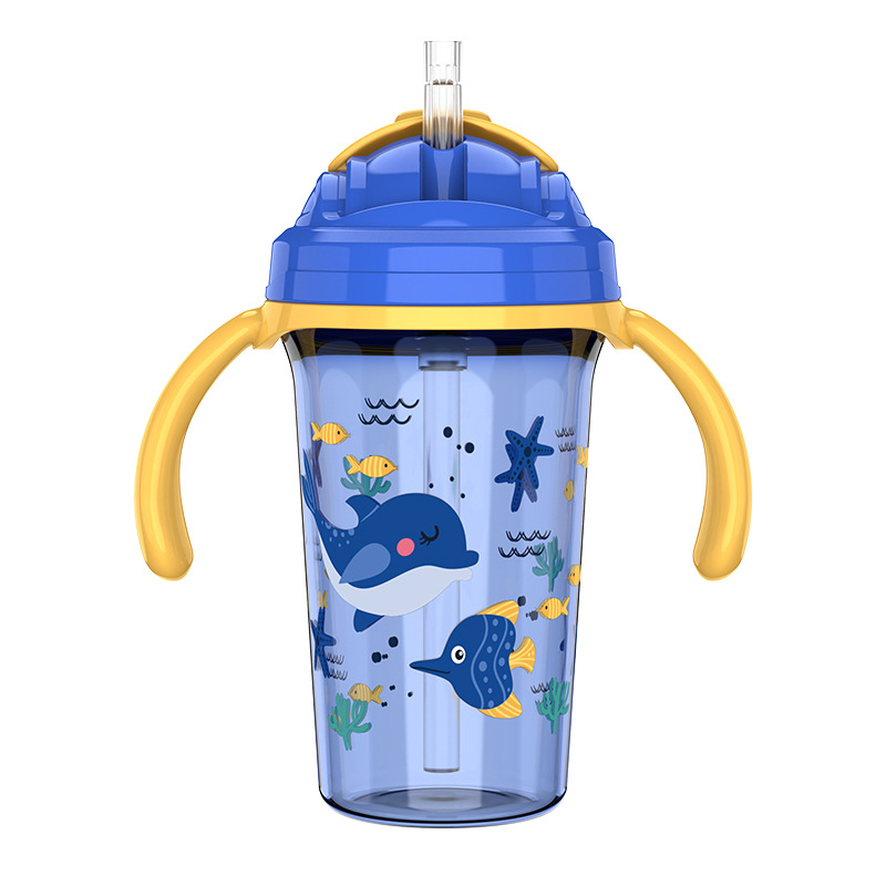 Taza antigoteo de gran capacidad directa de fábrica con tapa y mango aislamiento térmico anti-escaldado anti-caída taza para beber para niños