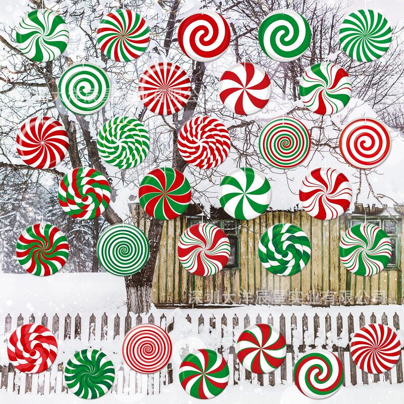 クロスボーダー新型クリスマスペンダントクリスマスボールキャンディー松葉杖屋内外クリスマスツリーペンダント芝生ガーデン装飾品|undefined