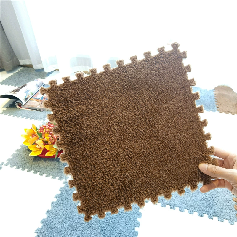 Fleece Carpet Mat, 30×30 cm, Thick Plush Interlocking Tile, Multiple Colors