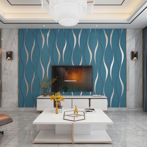 Modern simple 3D three-dimensional water ripple non-woven wallpaper curved buckskin TV background wall wallpaper