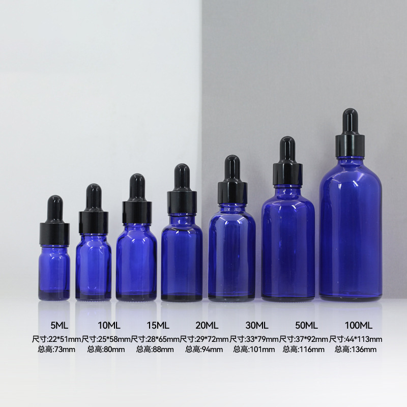 Transparent 50ml Glass Essential Oil Bottle Green Blue Dropper Bottle Lotion Sample Bottle Plastic Tip Dropper Bottle Empty Bottle