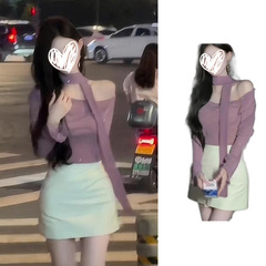 辣妹氣質T恤飄帶長袖高級感秋冬季女裝2024新款鹽系輕熟炸街上衣