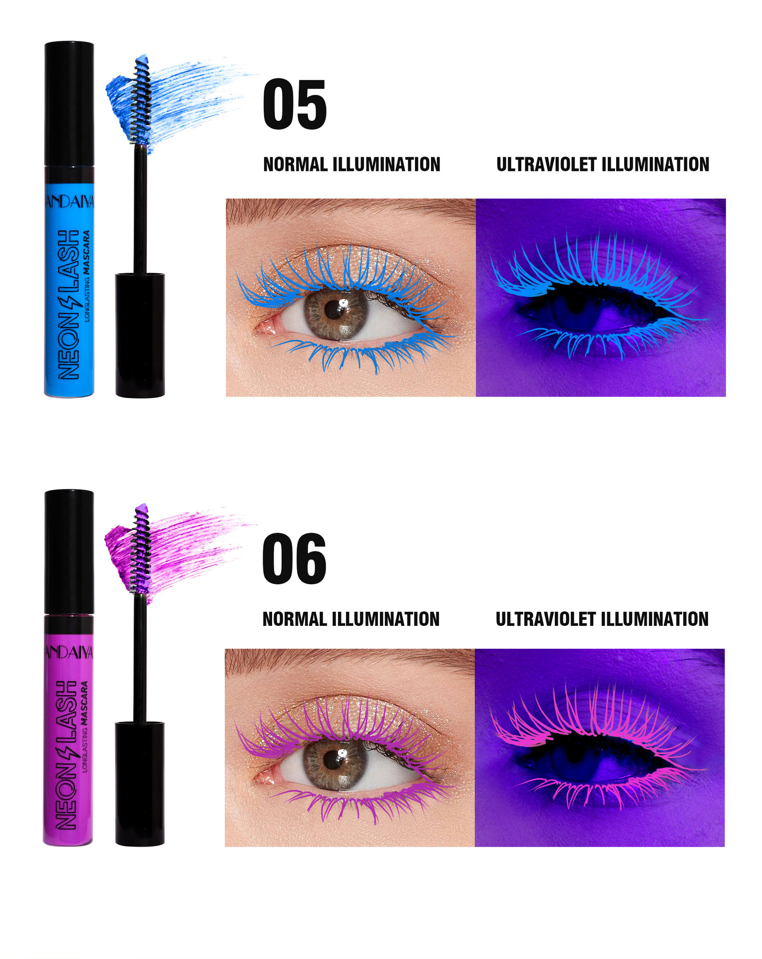 Handaiyan Han Daiyan Halloween Colorful Fluorescent Eye Black ist lockig, schlank, langlebig, wasserfest und wischfest_voghion.com