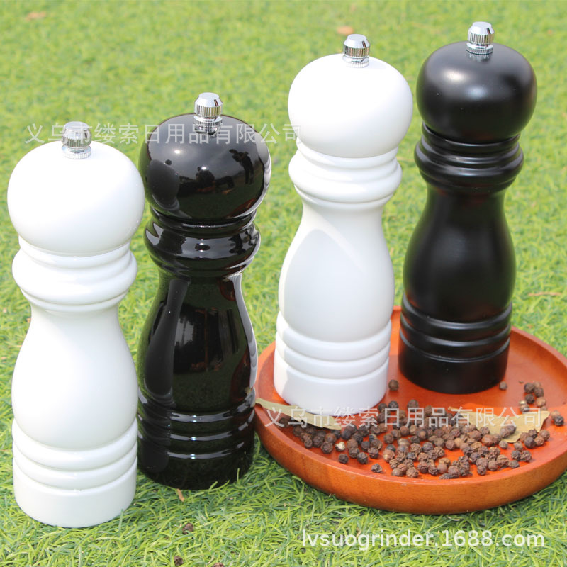 Amoladora de producción de fábrica traje Amazon nuevo molino de pimienta molino de madera de caucho natural molino de pimienta manual