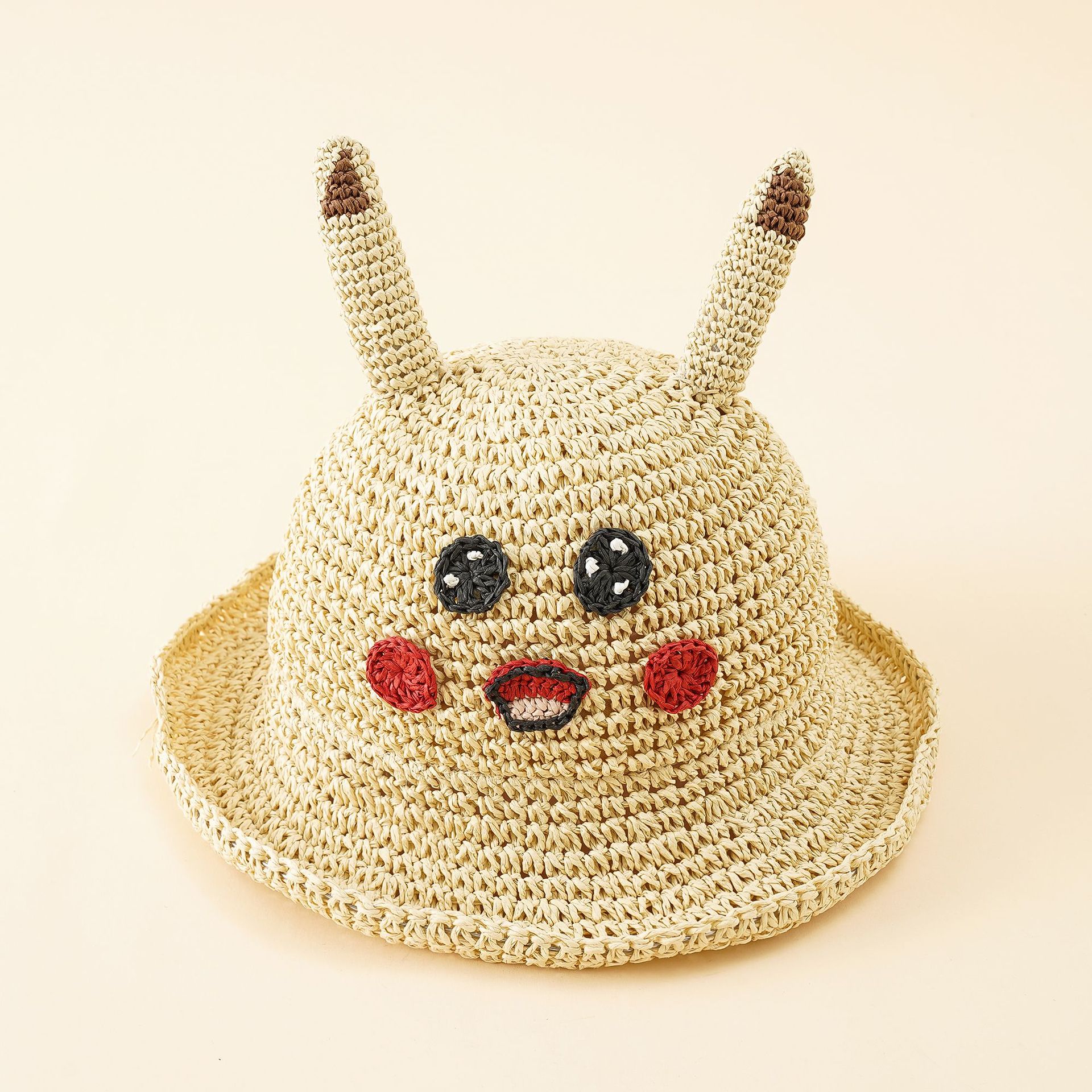 Nuevo estilo coreano moda infantil sombrero de paja verano niños y niñas bebé viaje sol-prueba dibujos animados onda borde playa sombrero