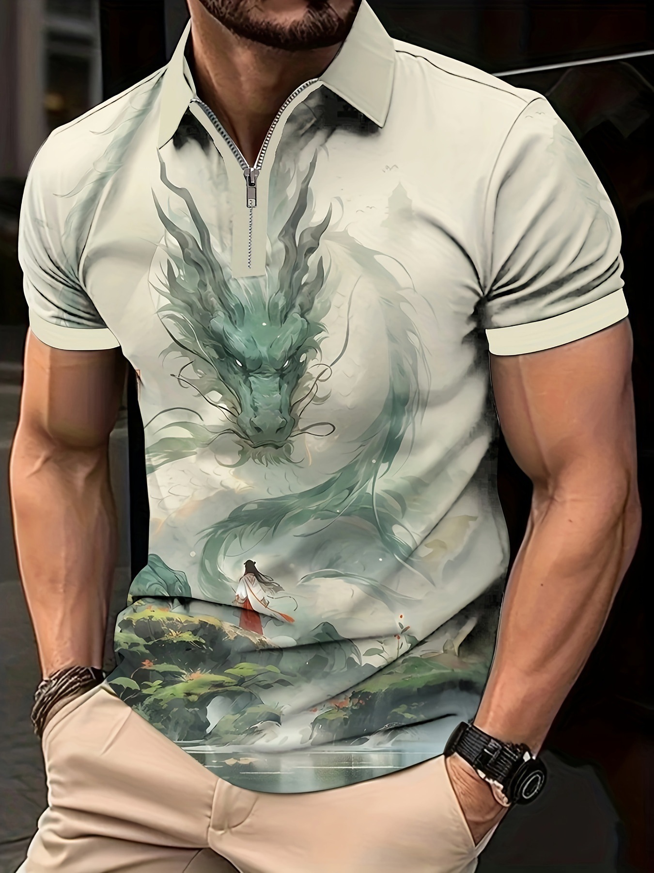 Ropa de hombre verano nueva tendencia tendencia suelta tendencia de moda alta calidad manga corta cremallera POLO camisa MB13