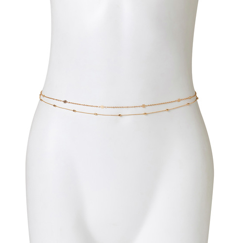 Simple metal letter pendant waist chain for women, sexy and fashionable thin chain suit body chain, European and American cross-border jewelry