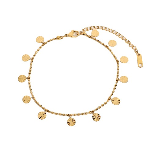 European and American INS Internet celebrity model 18K gold-plated 316L stainless steel anklet beaded petal disc pendant anklet foot accessories for women