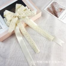 新款2.5cm宽棉线水溶刺绣蝴蝶结飘带蕾丝花边diy饰品手工材料批发