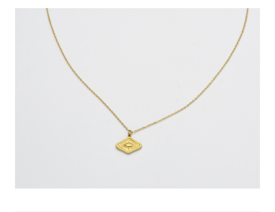 Real Gold Plated Plating Material 304 Stainless Steel Pendant Material PVD Coated Real Gold Plated Eye 304 Stainless Steel French Style Waterproof Non Tarnish 304 Stainless Steel Necklace