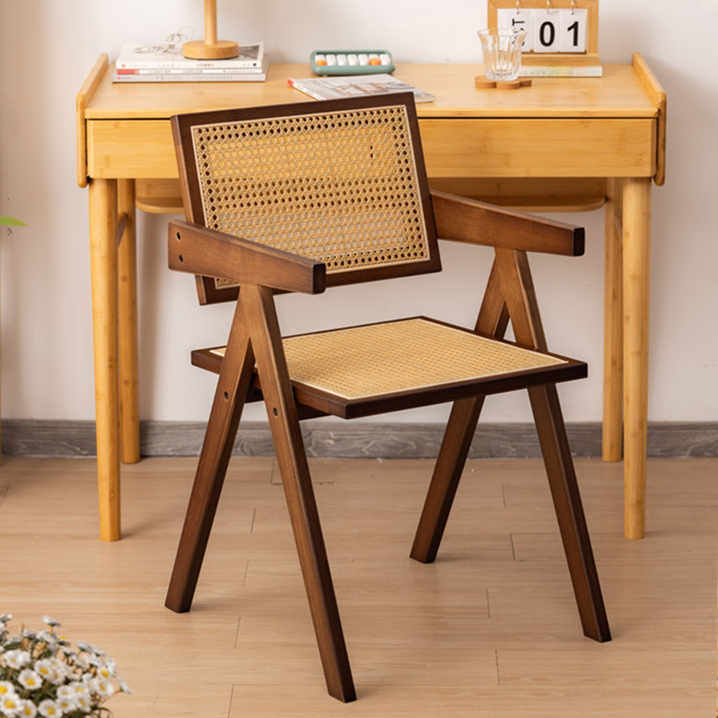 Silla de comedor de ratán de estilo nórdico de color nogal SILLA DE chandigar comedor con silla trasera subred rojo nuevo