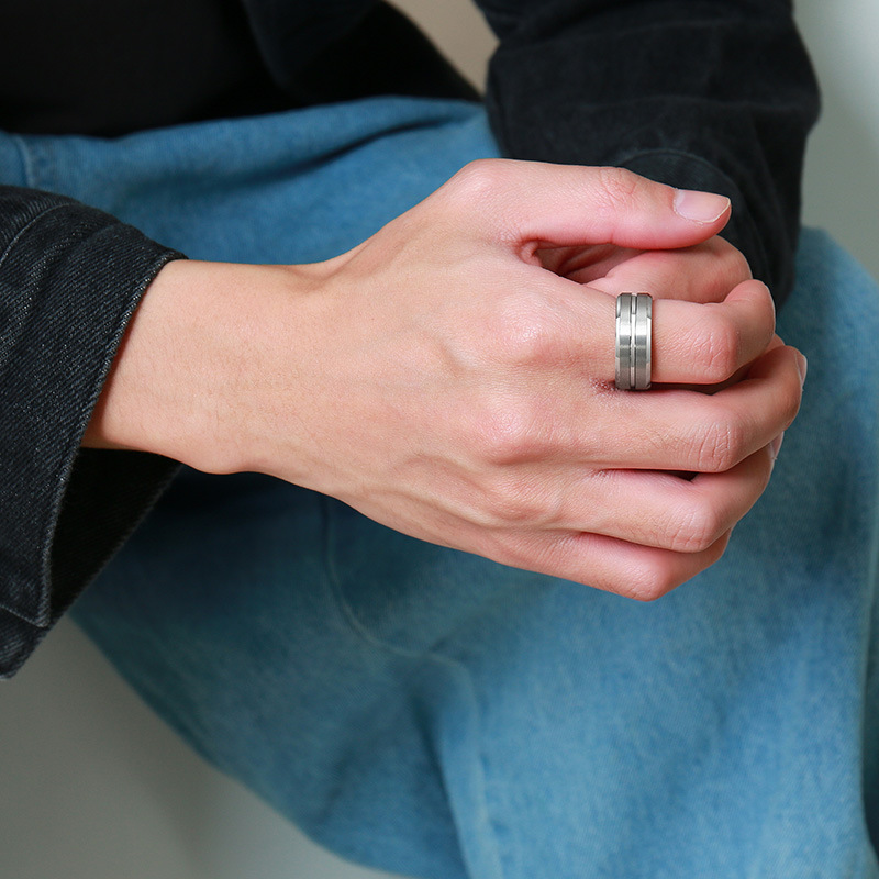 Fashion Letter Tungsten Steel Rings Plating Stainless Steel Rings