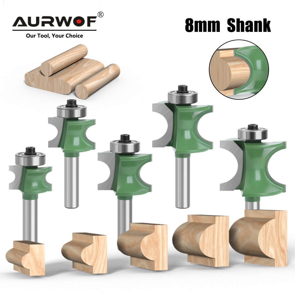 8柄轴承正半圆刀绿色五件套球木工铣刀雕刻机木工刃具
