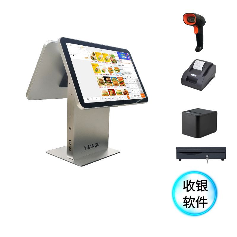 caja registradora de doble pantalla supermercado leche tienda de té sistema de caja registradora ordenadora caja registradora de pantalla única caja registradora de pantalla táctil todo en uno