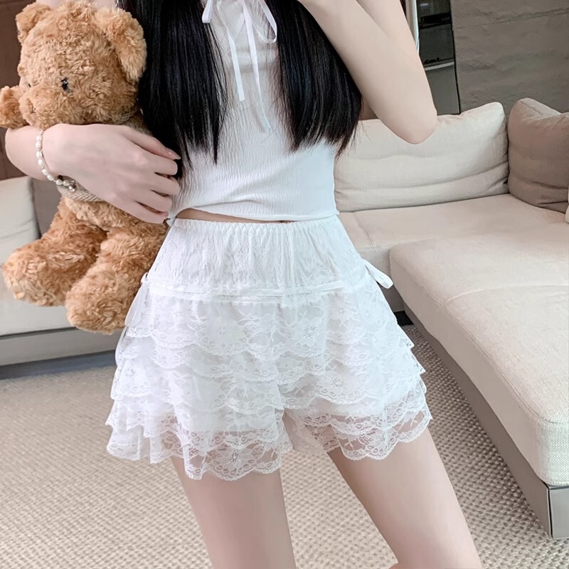 五层蕾丝安全裤蛋糕裙透气打底裤女防走光夏季南瓜裤蓬蓬短裙裙子|undefined