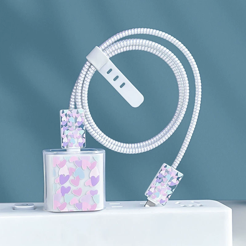 Защитный чехол в стиле Ins, разноцветный, в форме сердца, для зарядного устройства Apple 20W, кабеля для передачи данных, чехол для зарядной головки, защита от повреждений кабеля.