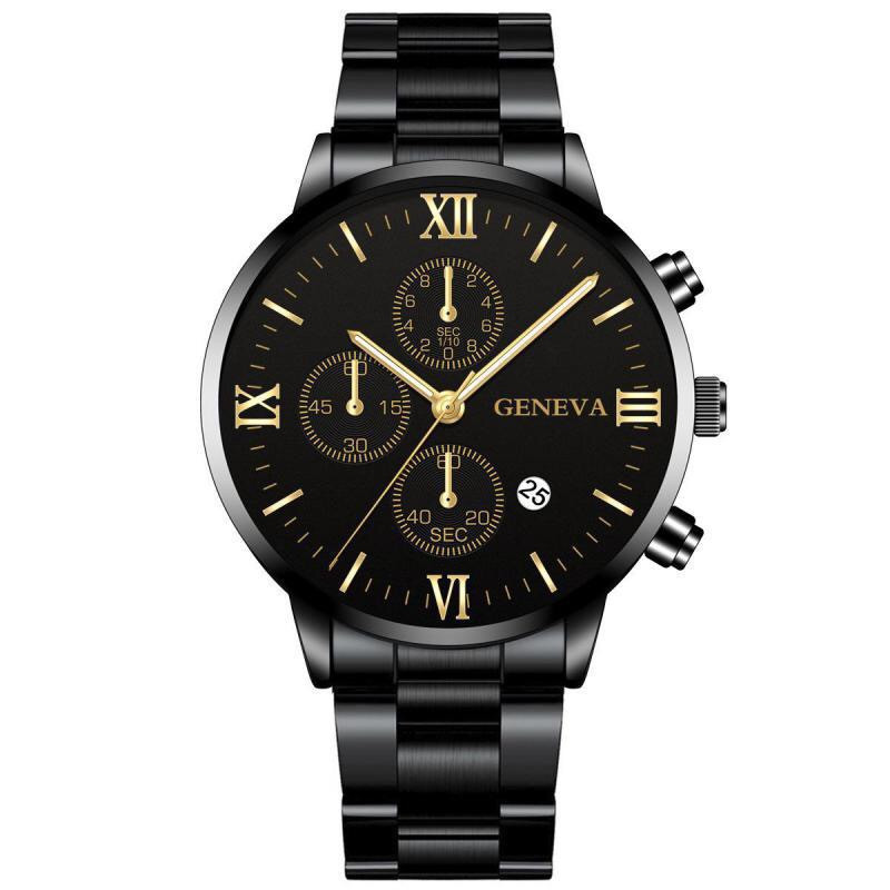 three-eye steel belt quartz watch new calendar men's watch fashion business watch men's trendy watch_voghion.com