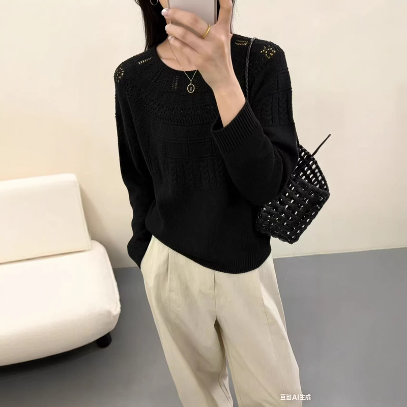 New Autumn and Winter Lace Half-Turtleneck Knit Sweater, Hollow-Out Crochet Pullover, Thickened Sweater for Women New Autumn and Winter Lace Half-Turtleneck Knit Sweater, Hollow-Out Crochet Pullover, Thickened Sweater for Women