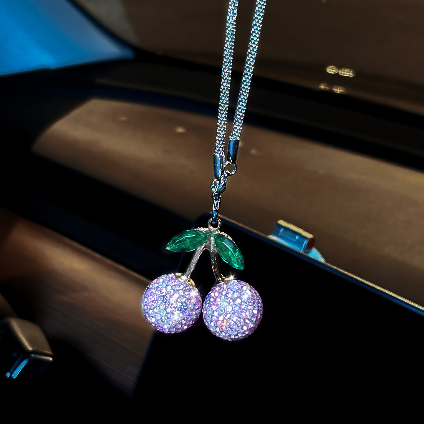 펜던트-다이아몬드 체리 [보라색]