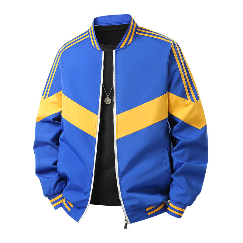 Cross-Border Personalized Stitching Contrasting Color Baseball Jacket Men's Stand-Up Collar Casual Jacket Running Windproof Top Jacket