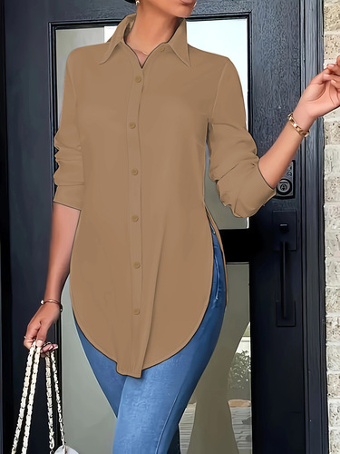 2024 AliExpress wish Amazon's hot products all year round fashion simple irregular women's shirts long-sleeved shirts